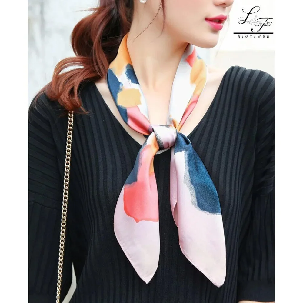 Satin Bandanas Head A9 Pink Scarf Women Lightweight Silk Hair Wrap Sleep Scarf